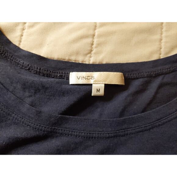 Vince Womens Medium Tunic Top Navy Cotton Short Sleeve Long Length Basic - Picture 3 of 9